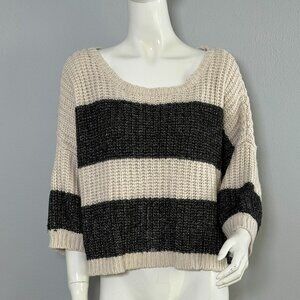 Victoria's Secret Heather Black and Cream Striped Sweater. M (oversized)
